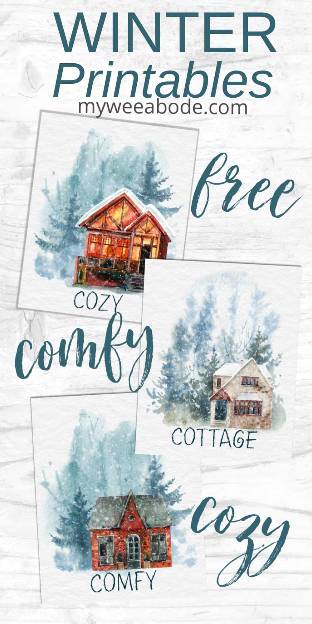 watercolor winter printables for free -